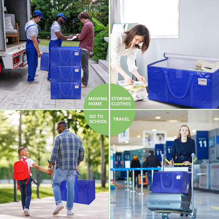 CARLA HOME 6-Pack Large Moving Storage Bags with Zippers & Handles with 95 Liters Capacity for Space Saving, Travel, Camping & Organization (Blue) 7