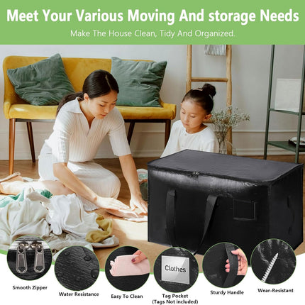 CARLA HOME 6-Pack Large Moving Storage Bags with Zippers & Handles with 95 Liters Capacity for Space Saving, Travel, Camping & Organization (Black) 5