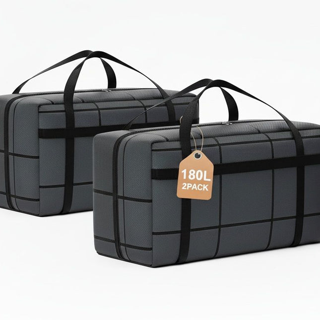 CARLA HOME 2-Pack 180L Extra Large Moving Storage Bags with Handles & Duty Zippered for Clothes, Travel, Space Saving & Camping