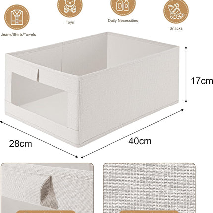 CARLA HOME 6 Pack Closet Storage Bins with Clear Window for Shelves, Clothes, Toys, Wardrobe & Bedroom Organization 3