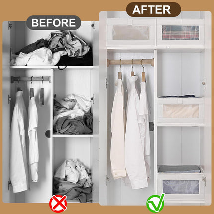 CARLA HOME 6 Pack Closet Storage Bins with Clear Window for Shelves, Clothes, Toys, Wardrobe & Bedroom Organization 4