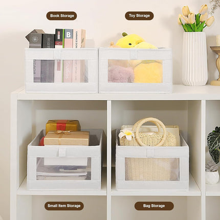 CARLA HOME 6 Pack Closet Storage Bins with Clear Window for Shelves, Clothes, Toys, Wardrobe & Bedroom Organization 6