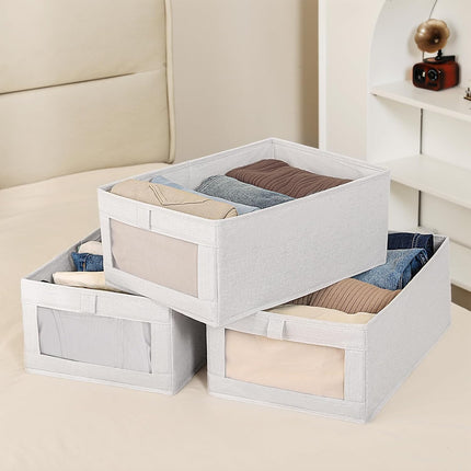 CARLA HOME 6 Pack Closet Storage Bins with Clear Window for Shelves, Clothes, Toys, Wardrobe & Bedroom Organization 7