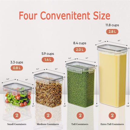 CARLA HOME 8 Piece Airtight Food Storage Containers Set with Lids & Labels for Kitchen Storage 3