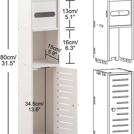 CARLA HOME Slim Bathroom Cabinet with Toilet Paper Holder for Toilet or Laundry Room 3
