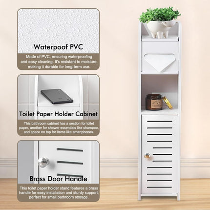 CARLA HOME Slim Bathroom Cabinet with Toilet Paper Holder for Toilet or Laundry Room 7