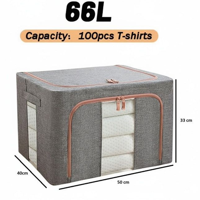 CARLA HOME 3 pack Large Clothes Storage Bins with Lids for Clothing, Bedding, Blankets, Toys (66L capacity - Grey) 2