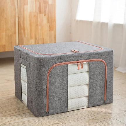 CARLA HOME 3 pack Large Clothes Storage Bins with Lids for Clothing, Bedding, Blankets, Toys (66L capacity - Grey) 9