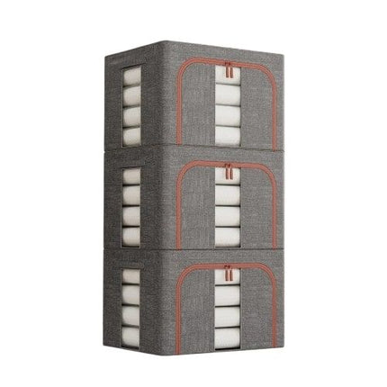 CARLA HOME 3 pack Large Clothes Storage Bins with Lids for Clothing, Bedding, Blankets, Toys (66L capacity - Grey) 10