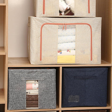 CARLA HOME 3 pack Large Clothes Storage Bins with Lids for Clothing, Bedding, Blankets, Toys (66L capacity - Beige) 8