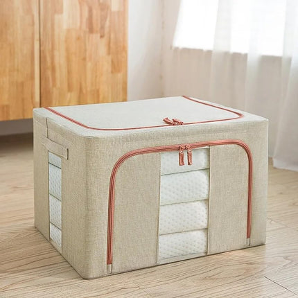 CARLA HOME 3 pack Large Clothes Storage Bins with Lids for Clothing, Bedding, Blankets, Toys (66L capacity - Beige) 9