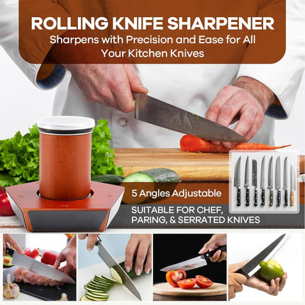 CARLA HOME Rolling Knife Sharpener Kit with 5 Magnetic Angles (12°/15°/17°/19°/22°) for Chef & Home Kitchen Use 5