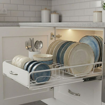 CARLA HOME Pull Out Dish Rack for Kitchen Cabinet with Slide Out Drawer Organizer for Plates, Bowls & Utensils 2