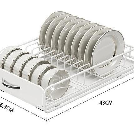 CARLA HOME Pull Out Dish Rack for Kitchen Cabinet with Slide Out Drawer Organizer for Plates, Bowls & Utensils 8