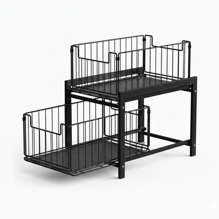 CARLA HOME 2 Tier Sliding Cabinet Organizer Drawer Storage Rack for Kitchen or Bathroom 9