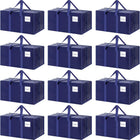 CARLA HOME 12-Pack Large Moving Storage Bags with Zippers & Handles with 95 Liters Capacity for Space Saving, Travel, Camping & Organization (Blue)