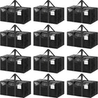 CARLA HOME 12-Pack Large Moving Storage Bags with Zippers & Handles with 95 Liters Capacity for Space Saving, Travel, Camping & Organization (Black)