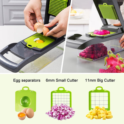 CARLA HOME Multifunctional Mandoline Vegetable Chopper 16-in-1 with Stainless Steel Blades, Storage Container & Hand Guard for Fruits & Veggies 5