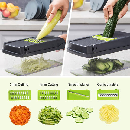 CARLA HOME Multifunctional Mandoline Vegetable Chopper 16-in-1 with Stainless Steel Blades, Storage Container & Hand Guard for Fruits & Veggies 6