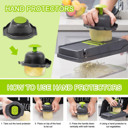 CARLA HOME Multifunctional Mandoline Vegetable Chopper 16-in-1 with Stainless Steel Blades, Storage Container & Hand Guard for Fruits & Veggies 7