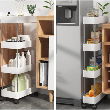 CARLA HOME Slim Storage Cart Organizer Trolley with Wheels for Kitchen, Bathroom, Laundry & Narrow Spaces (4 tier) 3
