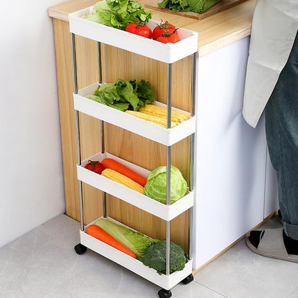 CARLA HOME Slim Storage Cart Organizer Trolley with Wheels for Kitchen, Bathroom, Laundry & Narrow Spaces (4 tier) 5