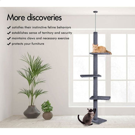 CARLA HOME Floor to Ceiling Cat Tree Tower  with Adjustable Height 230-286cm for Indoor Cats (Grey) 6
