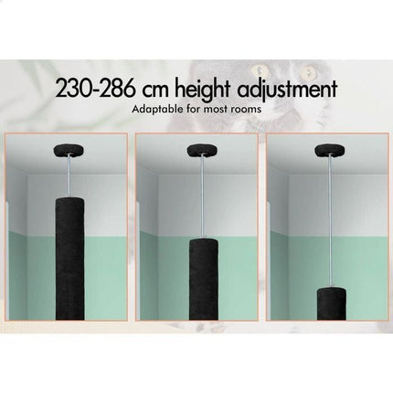CARLA HOME Floor to Ceiling Cat Tree Tower  with Adjustable Height 230-286cm for Indoor Cats (Black) 4