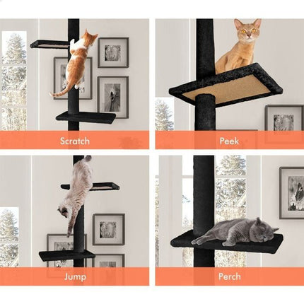 CARLA HOME Floor to Ceiling Cat Tree Tower  with Adjustable Height 230-286cm for Indoor Cats (Black) 5