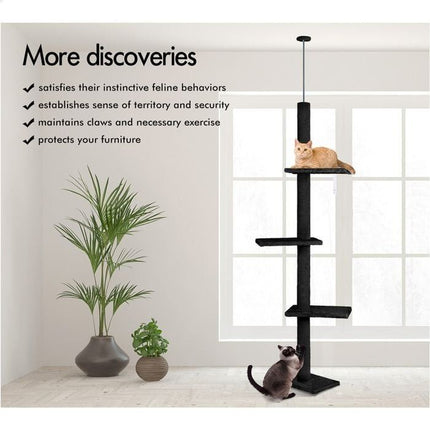CARLA HOME Floor to Ceiling Cat Tree Tower  with Adjustable Height 230-286cm for Indoor Cats (Black) 6