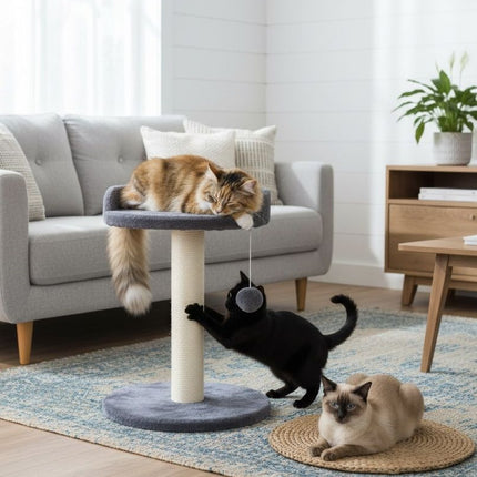 CARLA HOME Cat Tree Tower for Indoor Cats with Plush Perch, Sisal Scratching Post & Hanging Ball Toy for Kittens or Small Breeds 2