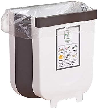 Hanging Trash Can Collapsible Small Garbage Waste Bin for Kitchen Cabinet Door (White) 2