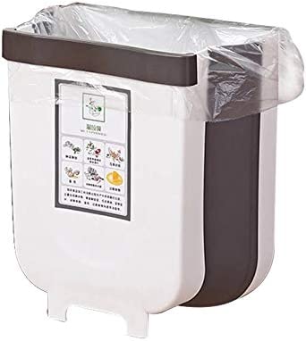 Hanging Trash Can Collapsible Small Garbage Waste Bin for Kitchen Cabinet Door (White) 3