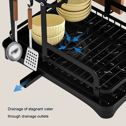 2 Tier Dish Drainer Rack with Drain Basket 3