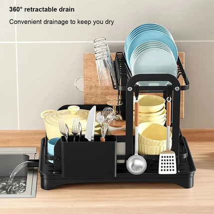 2 Tier Dish Drainer Rack with Drain Basket 4