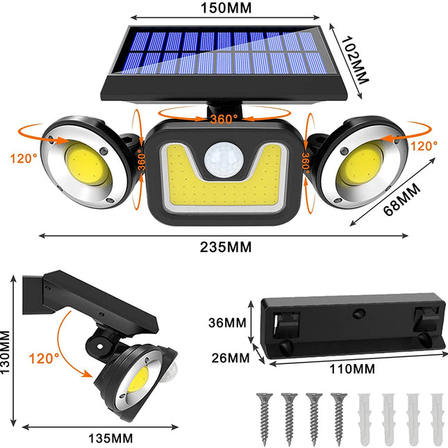Outdoor Solar Lights with 3 Adjustable Head for Porch Garden Patio 2