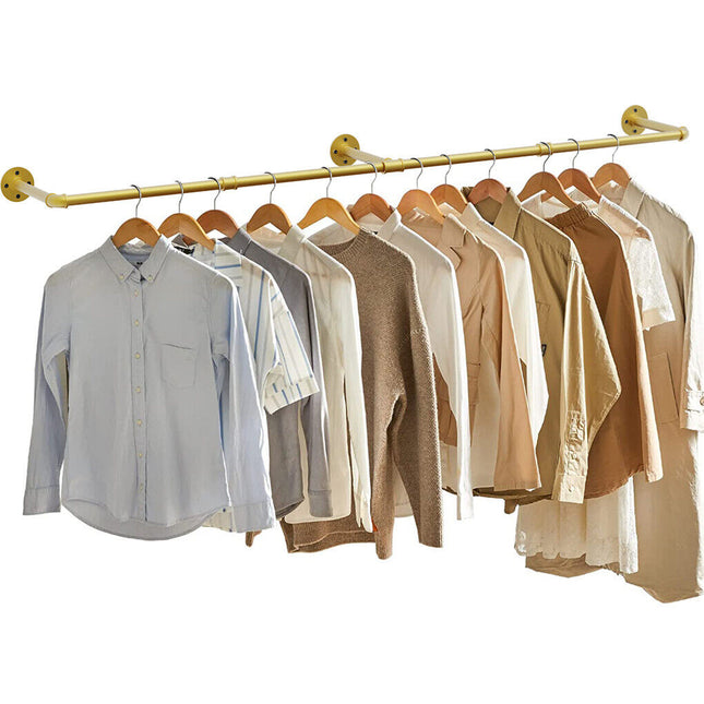 Vintage Iron Clothes Rail Gold Wall Mounted Garment Rack 2