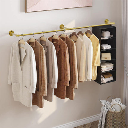 Vintage Iron Clothes Rail Gold Wall Mounted Garment Rack 3