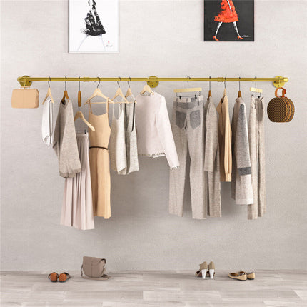 Vintage Iron Clothes Rail Gold Wall Mounted Garment Rack 5