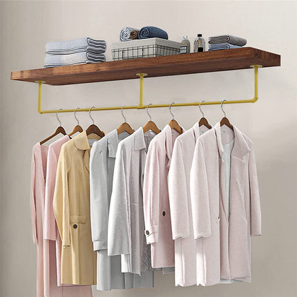 Vintage Iron Clothes Rail Gold Wall Mounted Garment Rack 6