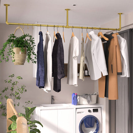Vintage Iron Clothes Rail Gold Wall Mounted Garment Rack 7