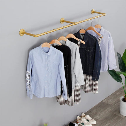 Vintage Iron Clothes Rail Gold Wall Mounted Garment Rack 9