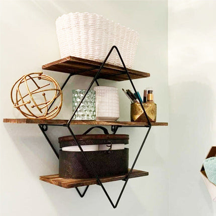 3 Tier Diamond Metal Floating Shelves Wall Mounted Display 3