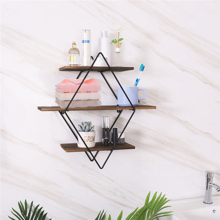 3-Tier Rustic Floating Wall Shelves Wood Display Books 6