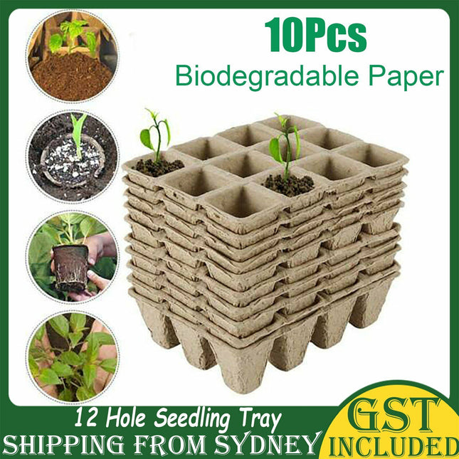 10pcs Biodegradable Seedling Trays 12-Hole Garden Starter 2
