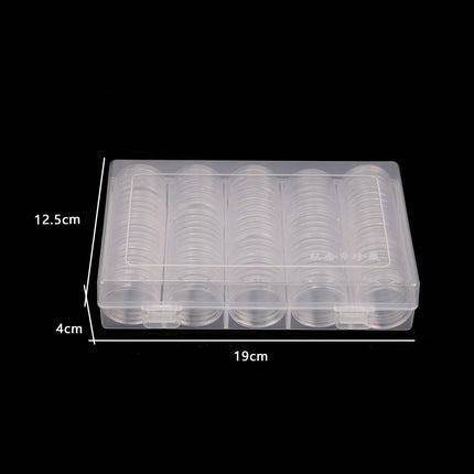 100PCS Clear Plastic Coin Holder Storage Box 20-30mm 3