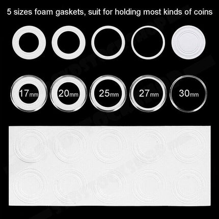 100PCS Clear Plastic Coin Holder Storage Box 20-30mm 8