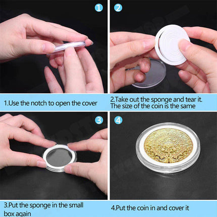100PCS Clear Plastic Coin Holder Storage Box 20-30mm 9