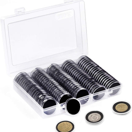 100pcs 46mm Clear Plastic Coin Holder Capsules Storage Box