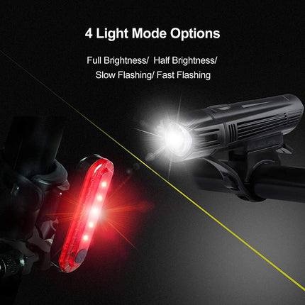 Waterproof Rechargeable LED Bike Lights Set (2000mah Lithium Battery, IPX4, 2 USB Cables) 3